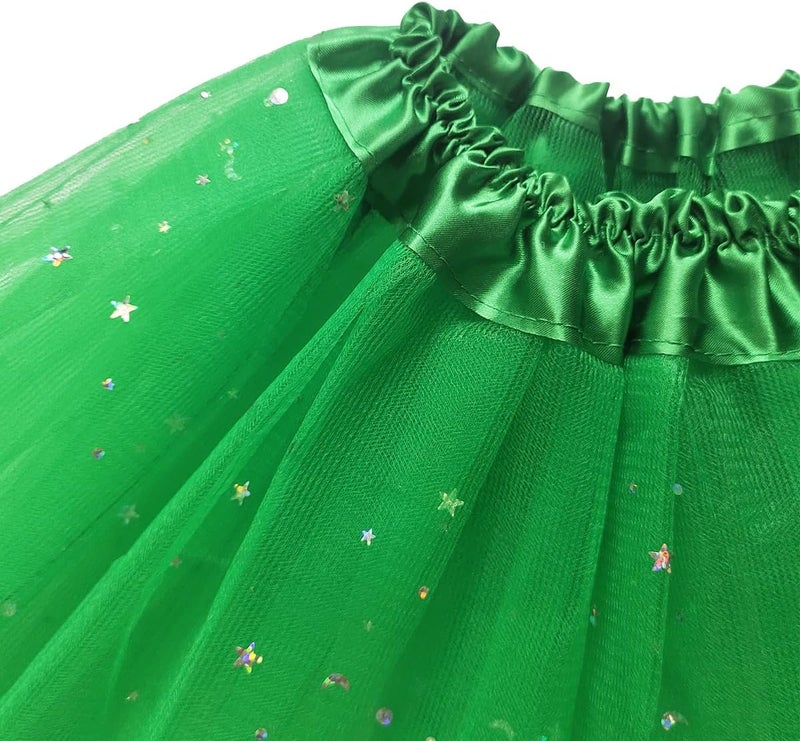 WINROLA Little Girls Stars Sequins Tutu Skirt Princess Ballet Dance Dress for 0-6 Y Sparkle Elastic 3 Layered Tulle Tutu Skirt - Image 3